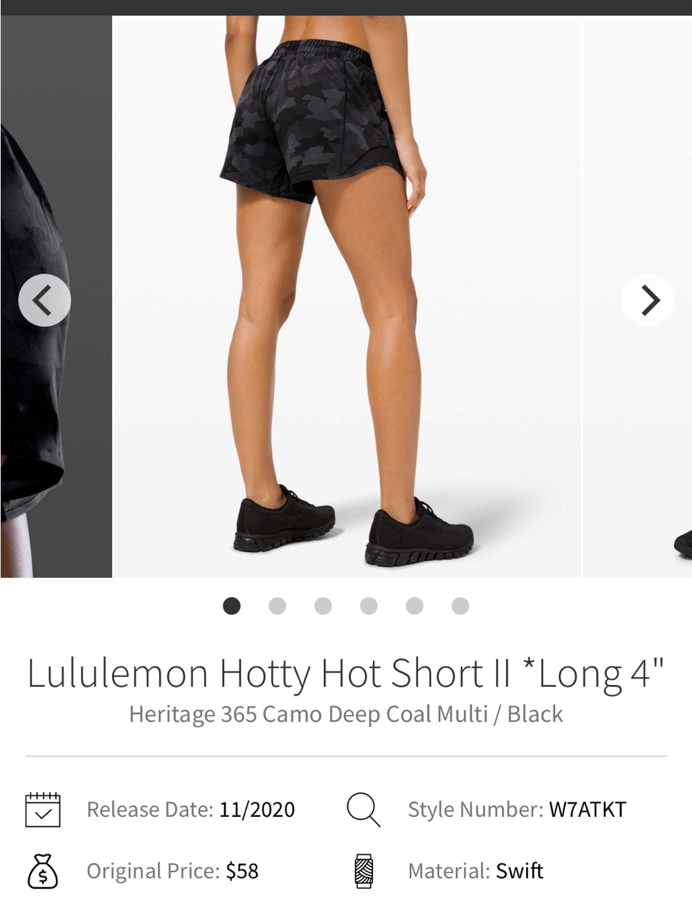 lululemon athletica Hotty Hot Short II - Deep Coal Camo / Black